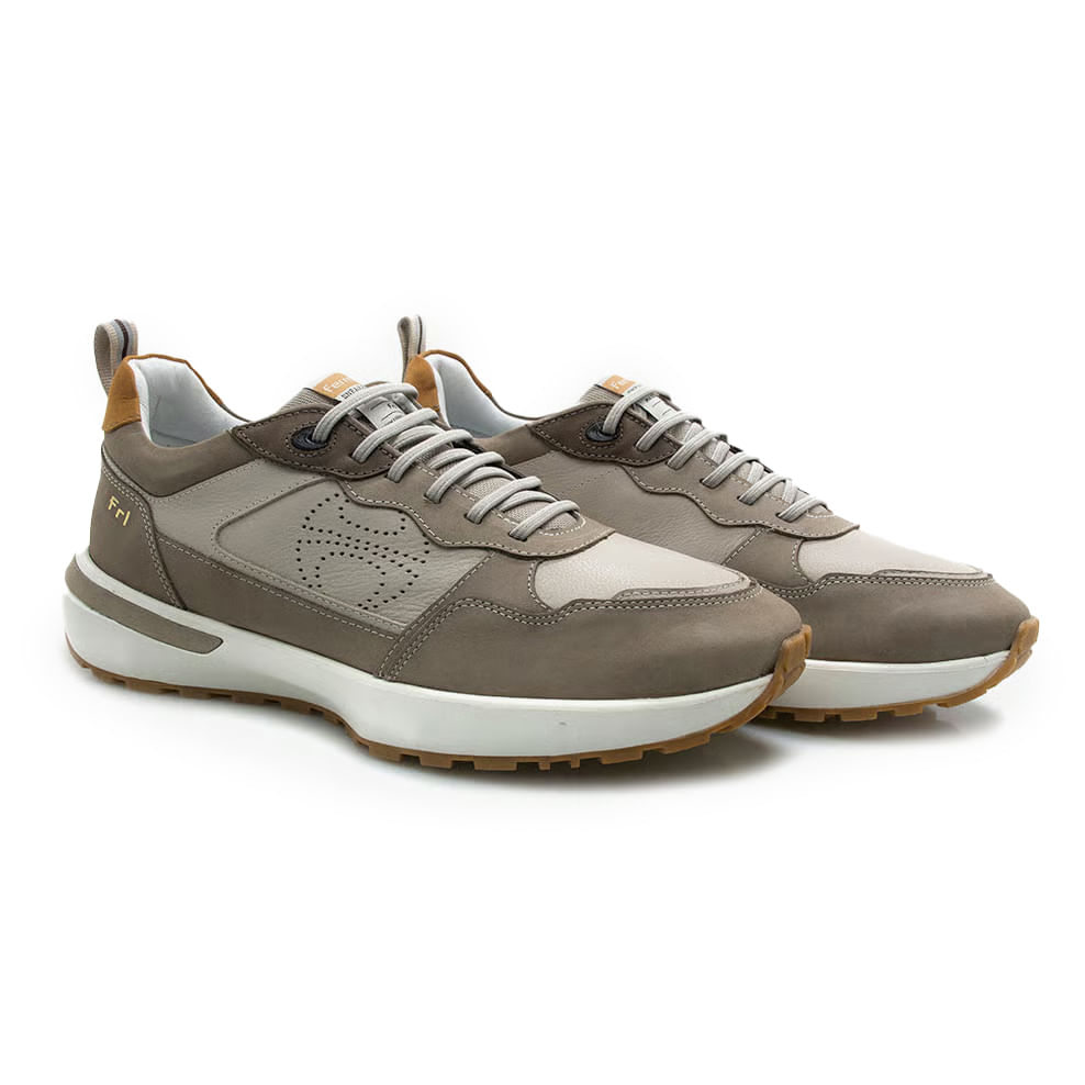Ferricelli Tenis Casual X565200-CHM99A CinzaPalha Couro -4-